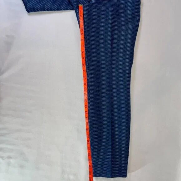 Express Columnist Ankle Dress Pants Sheen Patterned Navy Black Size 2 - Picture 8 of 13